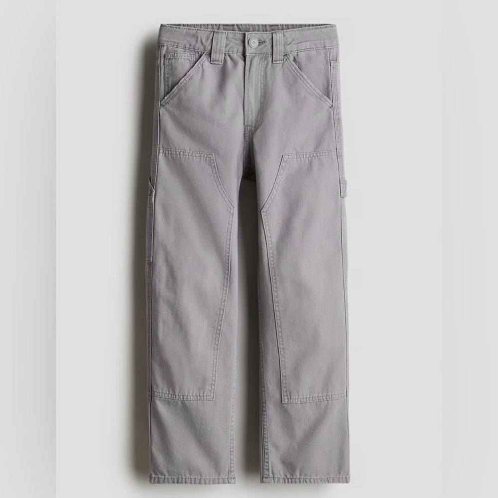 H&M Light Gray Straight Leg Cotton/Twill Cargo Pants